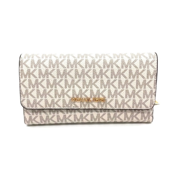 Michael Kors Large Trifold Wallet Cream/Brown (NWT) - Picture 1 of 7